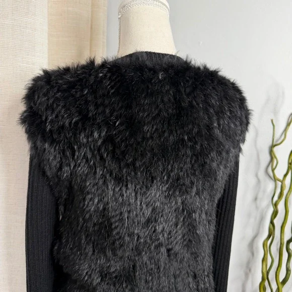 Gianni Versace Versus Rabbit Fur Knit Wool Sweater Black Cardigan IT 42 US 6 - Picture 7 of 15